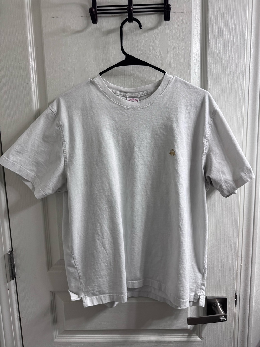 Brooks Brothers White Short-Sleeve Tee with Small Gold Logo
